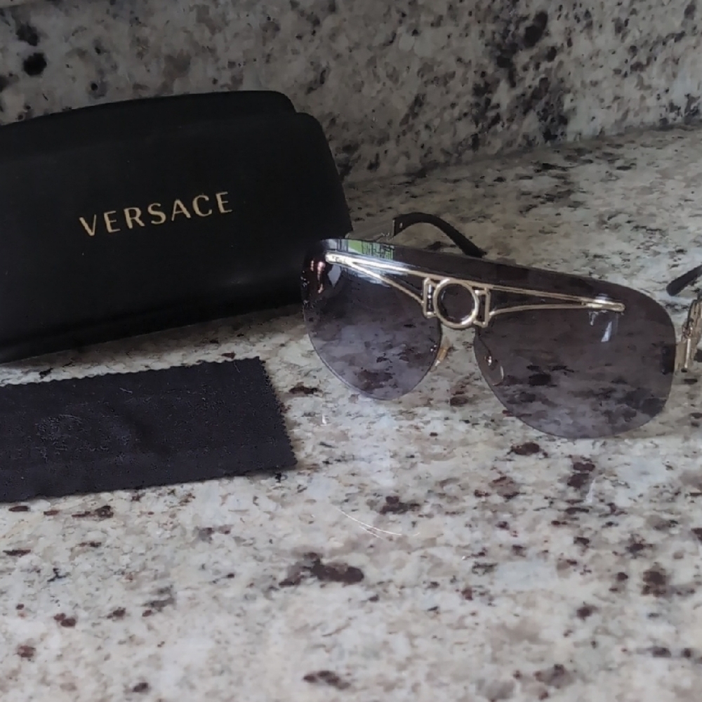 Versace Black and Gold Men's Sunglasses